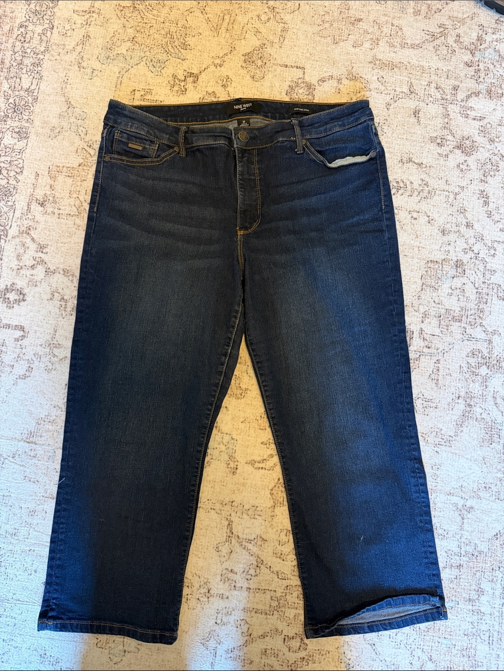 Nine West Dark Blue Stretch Jeans - Mid Rise capri
